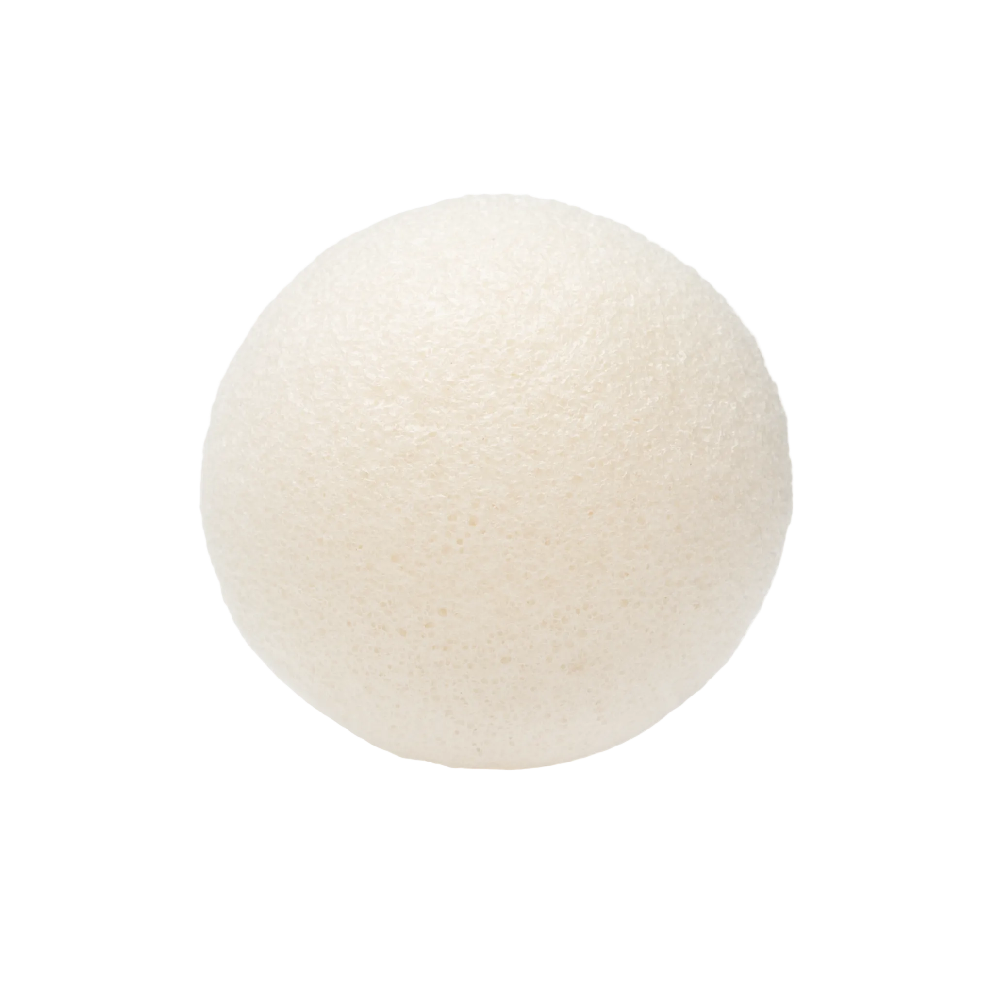 Beige foam facial sponge ball on a white background