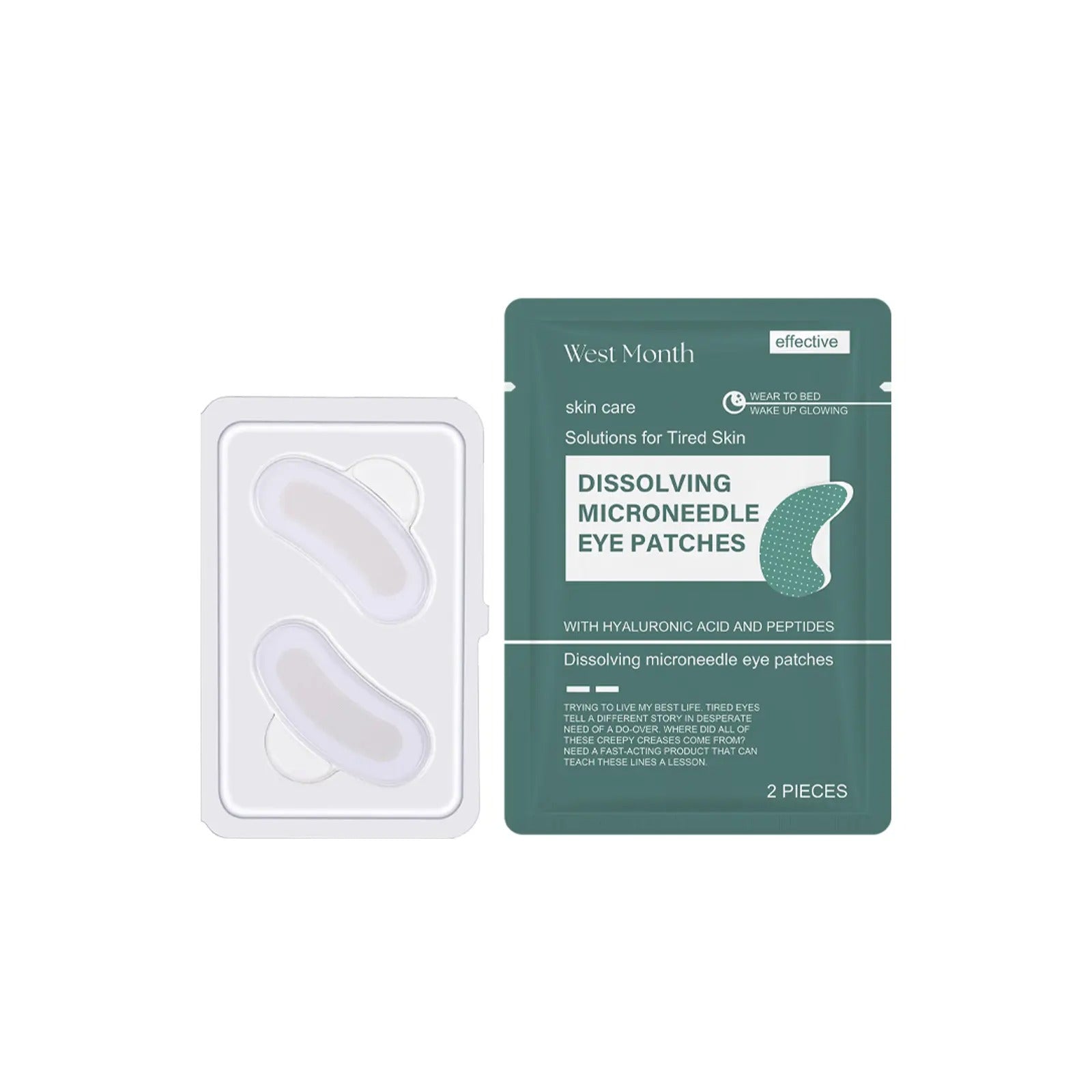 West Month dissolving microneedle eye patches packaging on a white background