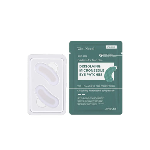 West Month dissolving microneedle eye patches packaging on a white background