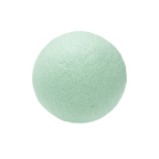 Light green foam facial sponge ball on a white background